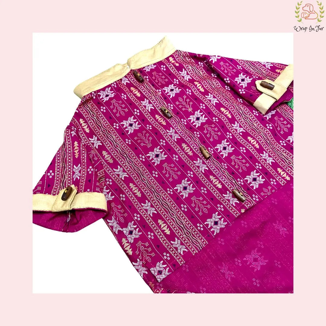 Maroon Ikat Dog Kurta - Premium Indian Traditional Dog Kurta Dress