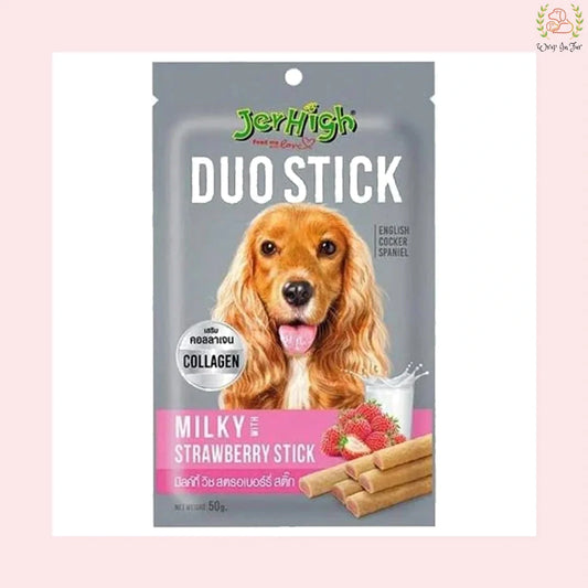 JerHigh Duo Stick Dog Treat – Milk with Strawberry Stick