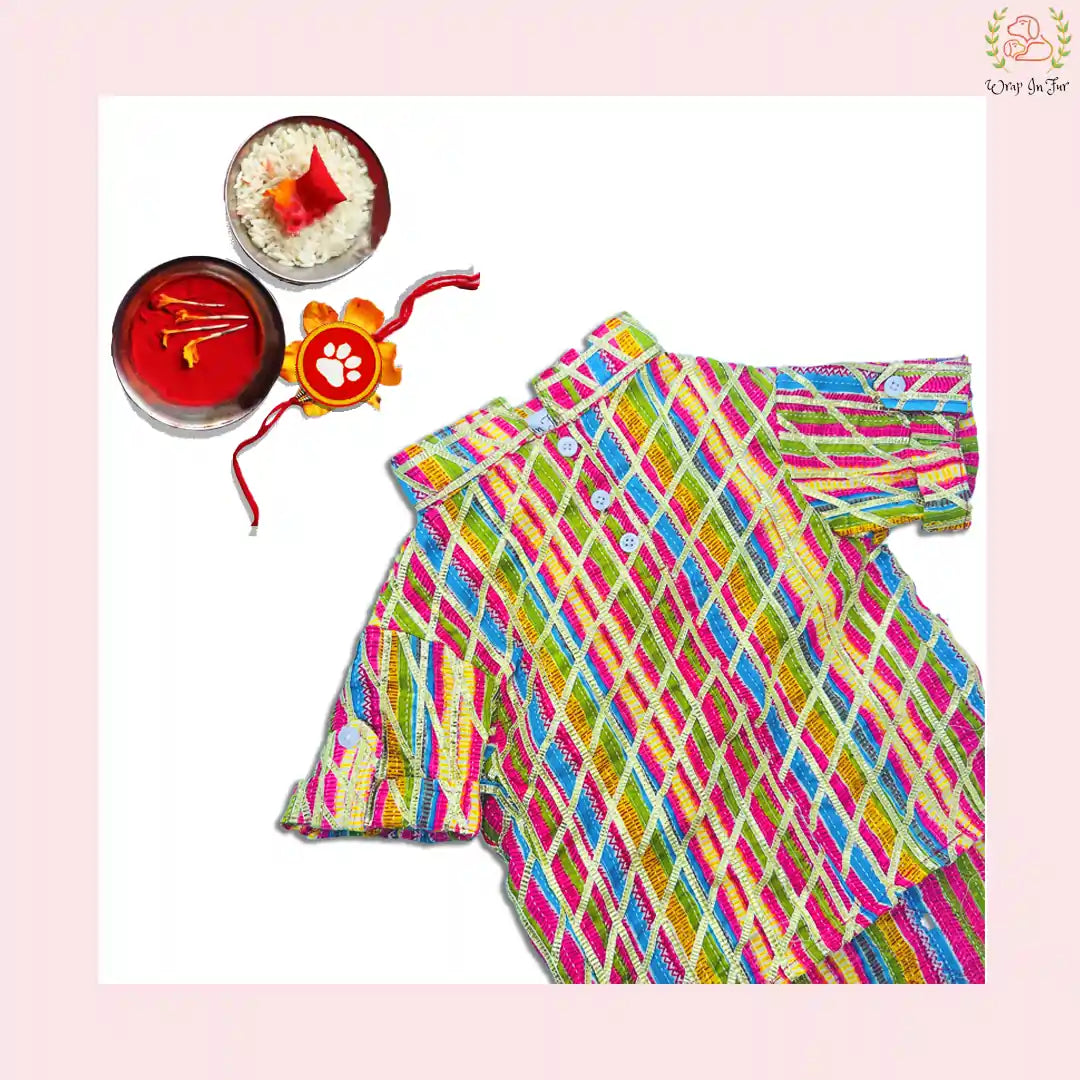 Multicolor Gota Dog Kurta - Premium Indian Dog Ethnic Wear