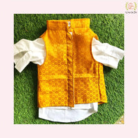 Mustard Yellow Jacket Dog Kurta Set - Premium Indian Dog Ethnic Wear