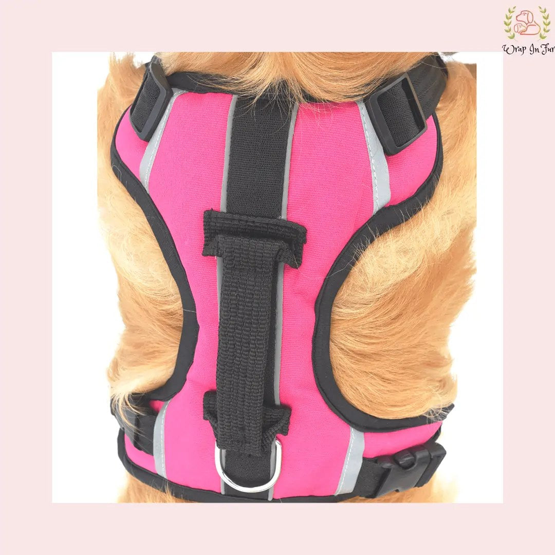 Pink Black Double Sided Dog Harness