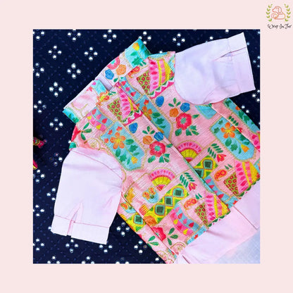 Pink Floral Jacket Dog Kurta Set - Vibrant Indian Dog Ethnic Wear