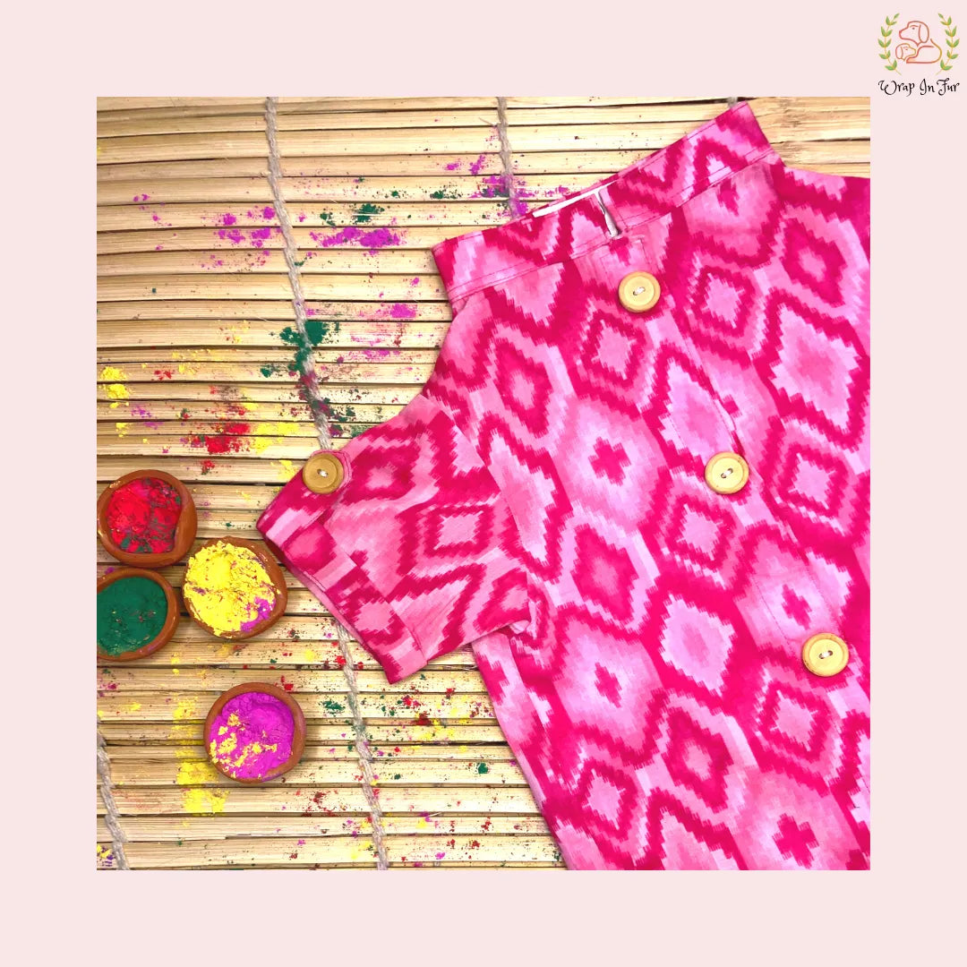 Pink Paradise Dog Kurta - Premium Ikat Indian Dog Ethnic Wear