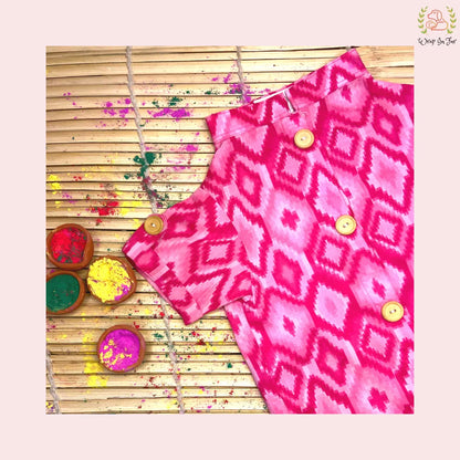 Pink Paradise Dog Kurta - Premium Ikat Indian Dog Ethnic Wear