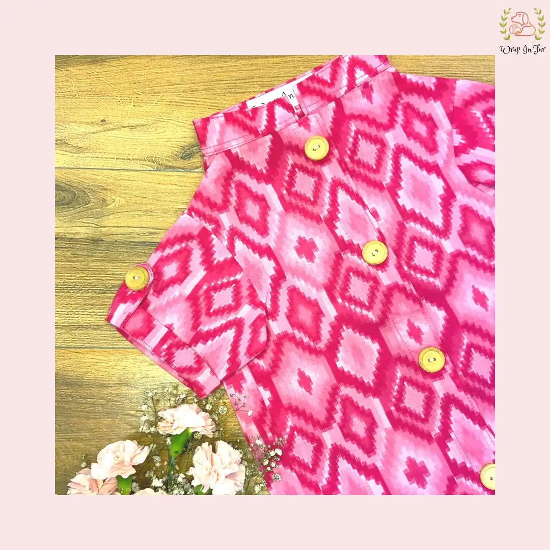 Pink Paradise Dog Kurta - Premium Ikat Indian Dog Ethnic Wear