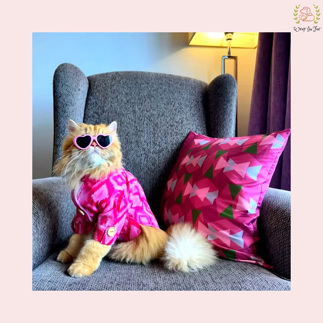 Pink Paradise Dog Kurta - Premium Ikat Indian Dog Ethnic Wear