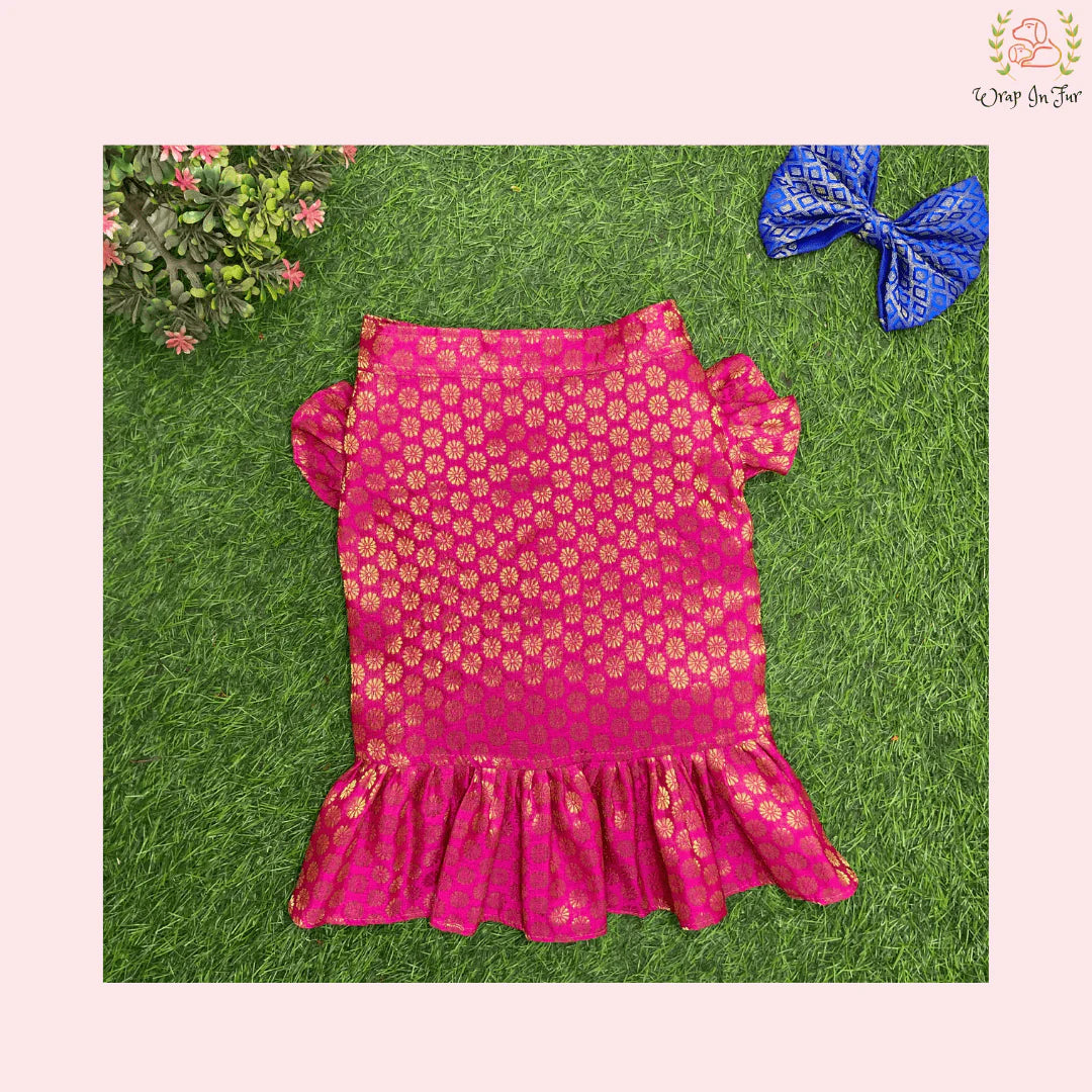 Pink Phuljari Dog Frock – Designer Dog Wedding Dress Outfit