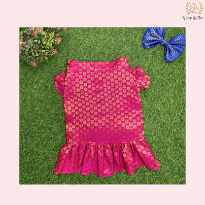Pink Phuljari Dog Frock – Designer Dog Wedding Dress Outfit