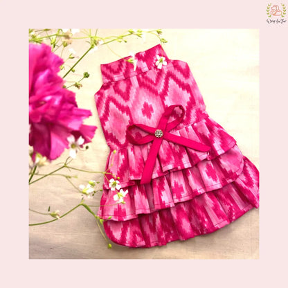Pink Tiered Ruffle Dog Princess Dress - Festive Party Wear Frock