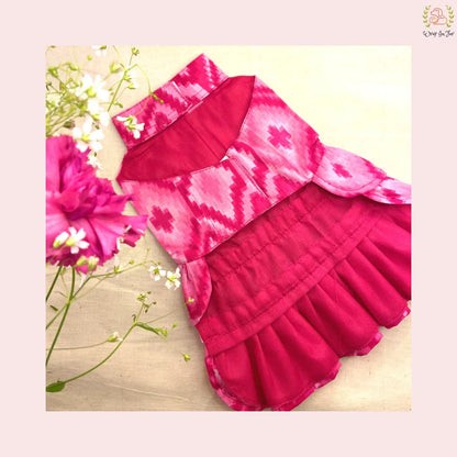 Pink Tiered Ruffle Dog Princess Dress - Festive Party Wear Frock