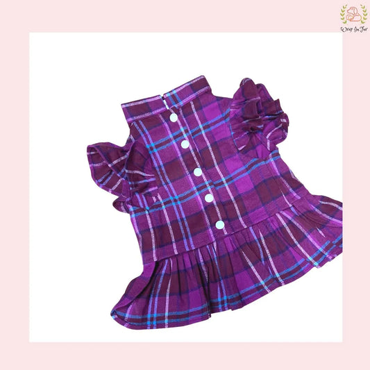 Purple Plaid Winter Dog Frock – Cute & Comfy