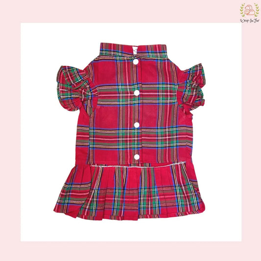 Red & Green Plaid Dog Frock – Cute, Festive & Comfortable Dress