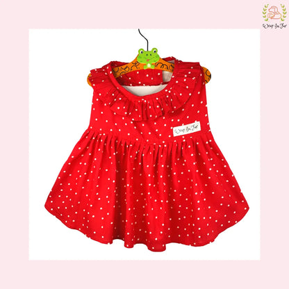 Red Polka Dot Dog Princess Dress - Casual Ruffle Sun Frock