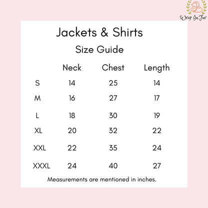 Red Ruffle Dog Gown – Luxury Dog Wedding DressShirt_Size_Chart