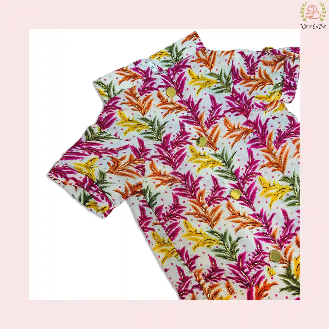 Rose Gold Botanical Dog Kurta - Premium Indian Dog Ethnic Wear Dress