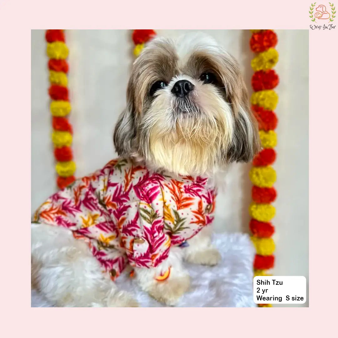 Rose Gold Botanical Dog Kurta - Premium Indian Dog Ethnic Wear Dress
