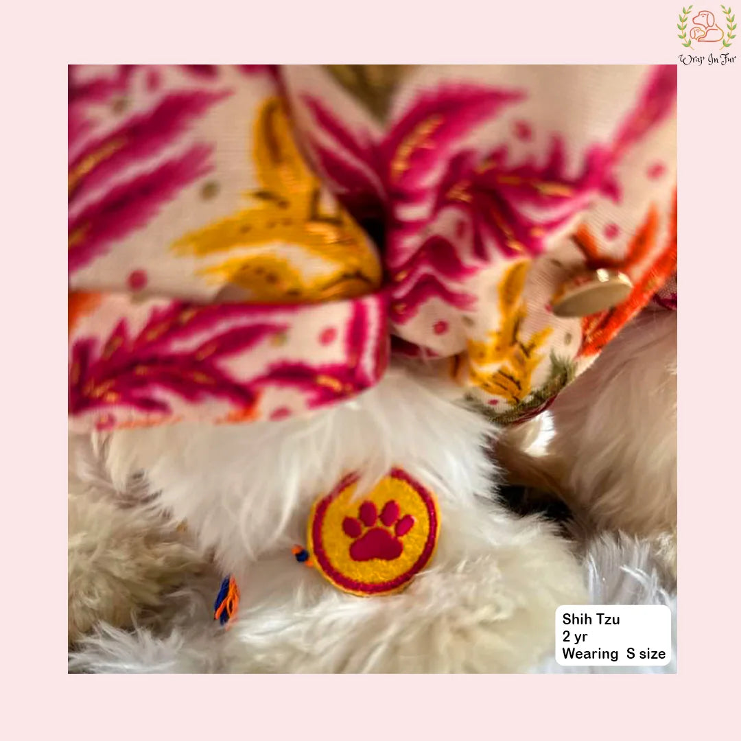 Rose Gold Botanical Dog Kurta - Premium Indian Dog Ethnic Wear Dress