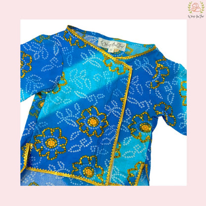 Royal Blue Bandhani Angarkha Dog Kurta - Premium Indian Dog Ethnic Wear