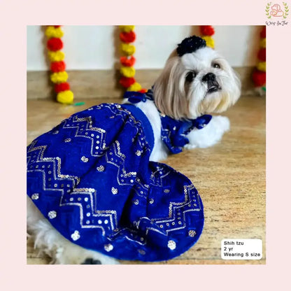 Royal Blue Dog Wedding Dress – Ethnic Lehenga Choli for Dogs