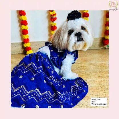 Royal Blue Dog Wedding Dress – Ethnic Lehenga Choli for Dogs