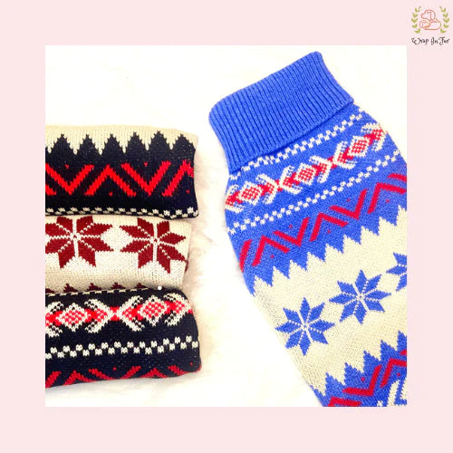 Snowflake Winter Dog Sweater – Warm, Soft & Stylish