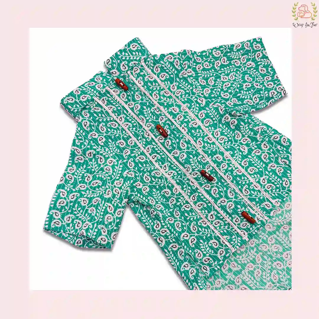 Teal Blue Gota Dog Kurta - Premium Indian Dog Ethnic Wear