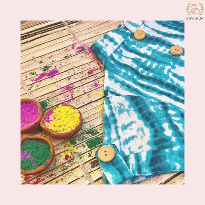 Turquoise Tie Dye Dog Kurta - Modern Indian Pet Ethnic Wear