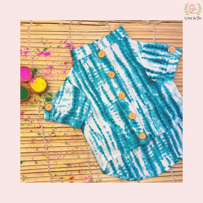 Turquoise Tie Dye Dog Kurta - Modern Indian Pet Ethnic Wear
