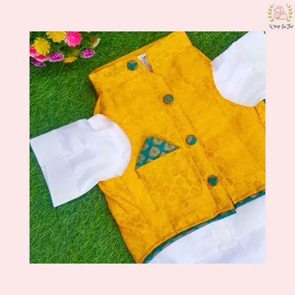 Yellow & Green Dog Kurta Set - Royal Indian Dog Ethnic Wear Jacket