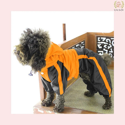 orange color dog raincoat 